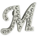 Rhinestone Letter M Pin